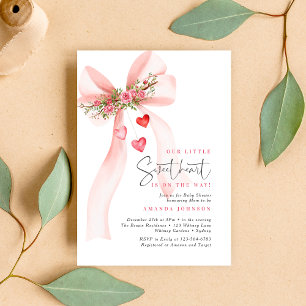 Invitation Un petit ruban rose Saint-Valentin Baby shower