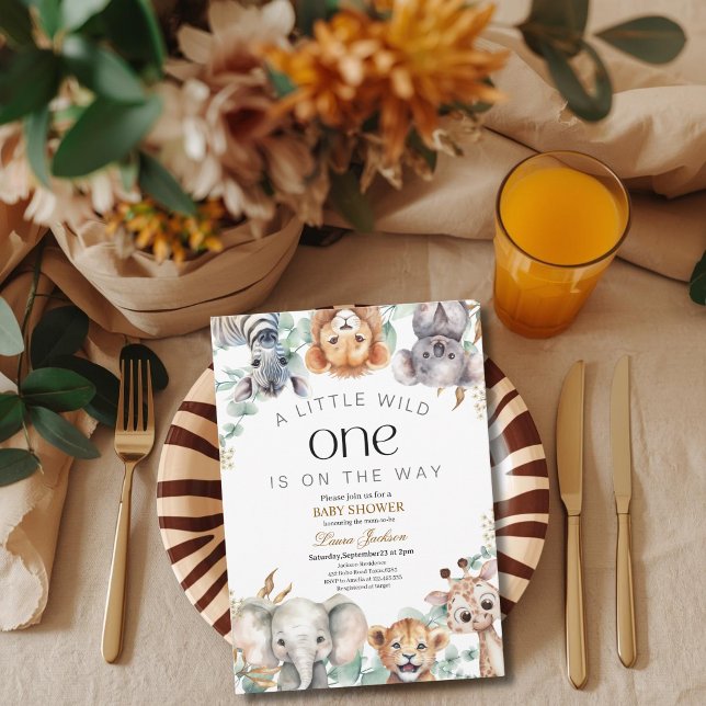 Invitation Un petit sauvage Safari Bébé Animaux Fête prénatal (Créateur téléchargé)