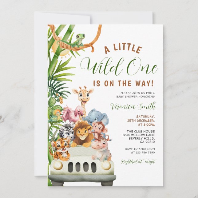 Invitation Un petit sauvageon Fête de bébé Animaux de la forê (Devant)