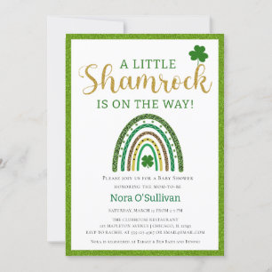 Invitation Un Petit Shamrock St. Patricks Baby shower arc-en-
