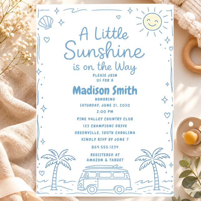 Invitation Un Petit Soleil Arrive Bientôt Baby Shower d'Été (Créateur téléchargé)