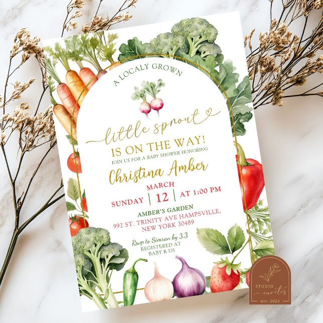 Invitation Un Petit Sprout Se Trouve Sur Le Chemin Du Baby sh (Créateur téléchargé)