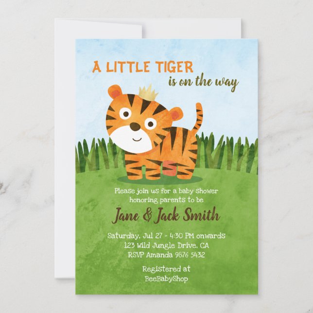 Invitation Un petit tigre est en route | Baby shower (Devant)