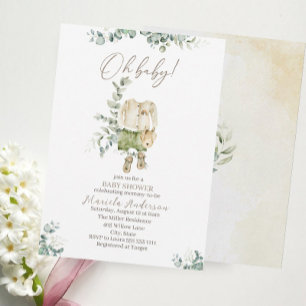 Invitation Un petit tissu bébé et eucalyptus aquarelle Bab