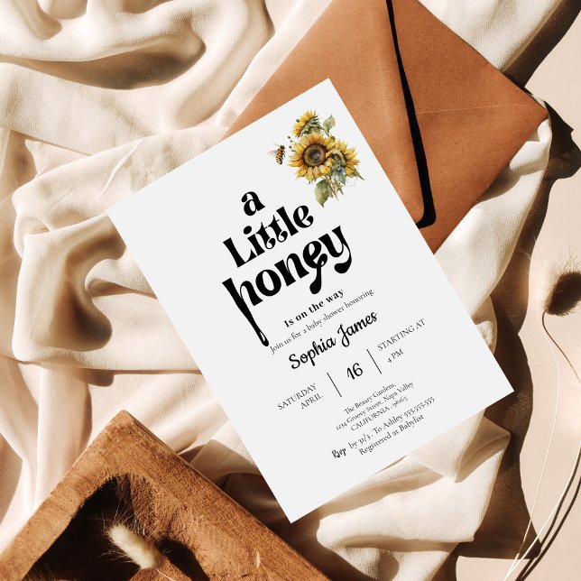 Invitation Un petit tournesol couleur baby shower miel (Créateur téléchargé)