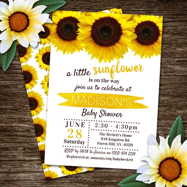 Invitation Un Petit Tournesol Est En Route ! Baby shower (Créateur téléchargé)