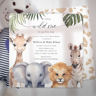 Invitation Un petit Wild One est en chemin Safari Baby shower