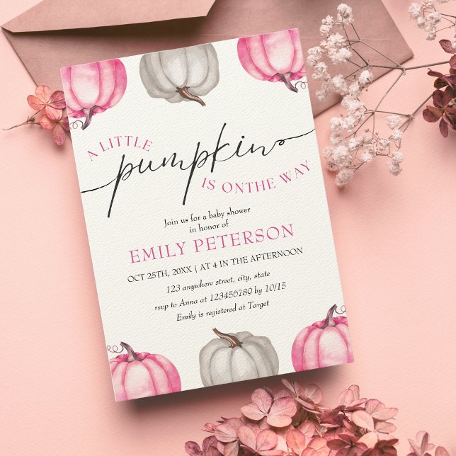 Invitation Un peu citrouille | Baby shower de chute de fille (Little Pumpkin is on the way | Fall Baby Shower)