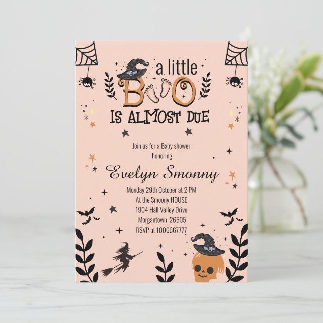 Invitation un peu de botte est presque dû baby shower hallowe (Debout devant)