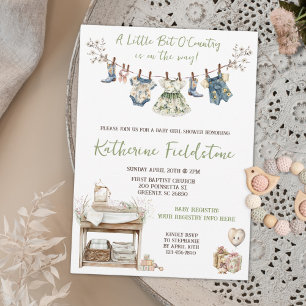 Invitation Un peu de campagne Fleurs sauvages Linge bébé