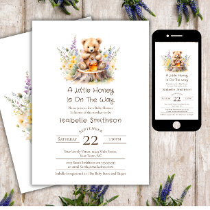 Invitation Un peu de miel en chemin Ours en peluche Baby Show