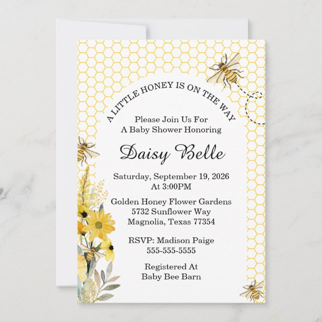 Invitation Un Peu De Miel Est Sur Le Chemin Baby shower (Devant)