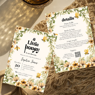 Invitation Un peu de miel   fleur   Abeille   Baby shower