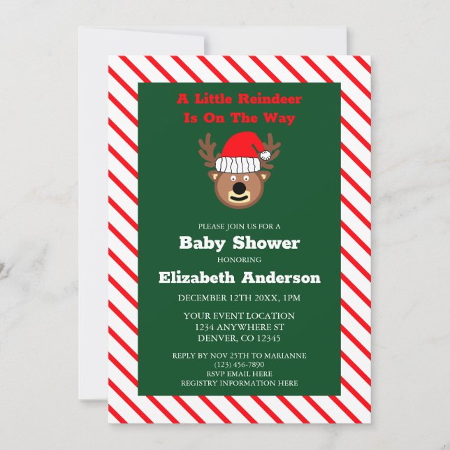 Invitation Un Peu De Rindeer Est En Chemin Baby shower (Devant)