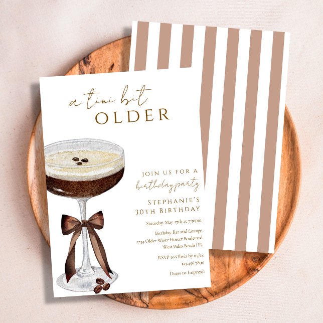 Invitation Un peu plus âgé Élégant Martini espresso d'anniver (Créateur téléchargé)