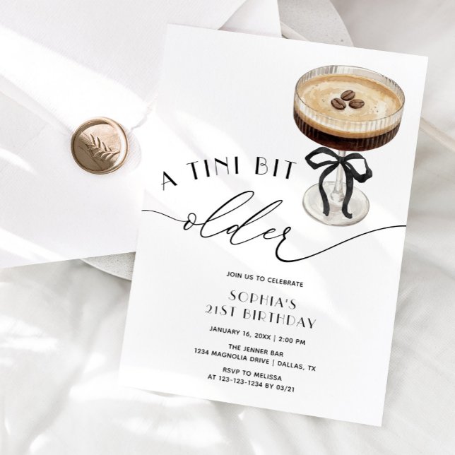 Invitation Un peu plus âgé Espresso Martini 21e anniversaire (Créateur téléchargé)
