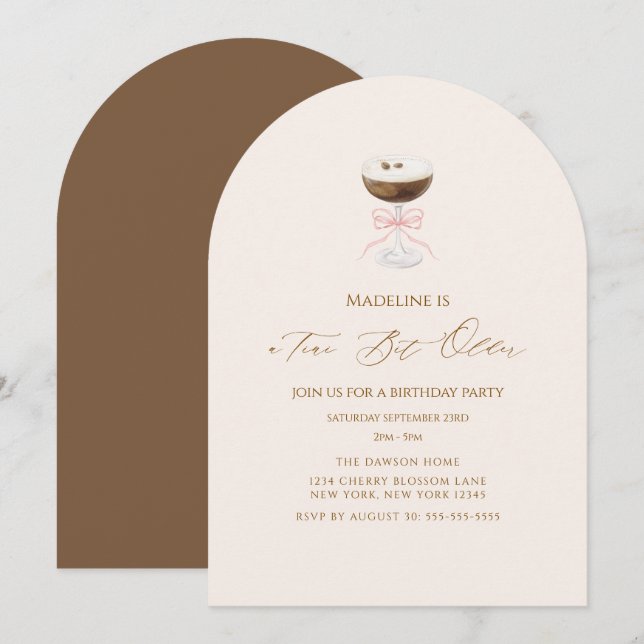 Invitation Un peu plus âgé Espresso Martini Anniversaire rayé (Devant / Derrière)