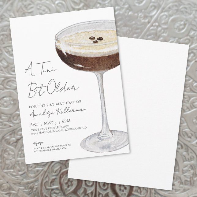 Invitation Un peu plus âgé Fête d'anniversaire Espresso Marti (A Tini Bit Older Adult Birthday Party Invitation )