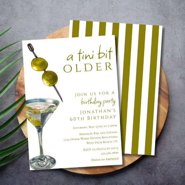 Invitation Un peu plus âgée Deux olives Martini Dirty Anniver (Créateur téléchargé)