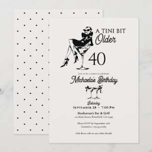Invitation Un peu plus âgée Élégant Martini 40e anniversaire