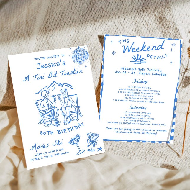 Invitation Un peu plus au chaud après-ski Anniversaire Bleu (Créateur téléchargé)