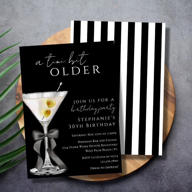 Invitation Un peu plus chic, élégant, noir, sale Martini d'an (Créateur téléchargé)