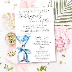 Invitation Un peu plus près Chic Blue Martini Baby Shower de