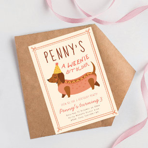Invitation Un peu plus vieille Fille Anniversaire Chien Chaud