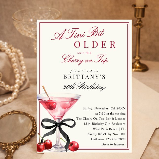 Invitation Un peu plus vieux Cerise sur le dessus Martini d'a (Créateur téléchargé)