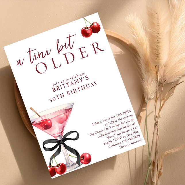 Invitation Un peu plus vieux Cherry Martini pour n'importe qu (Créateur téléchargé)