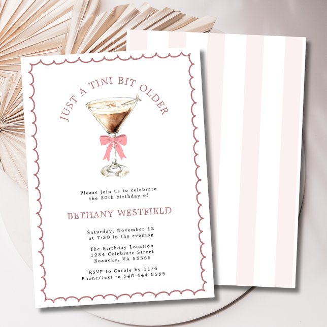 Invitation Un peu plus vieux Espresso Martini 30e anniversair (A Tini Bit Older Espresso Martini 30th Birthday Party Invitation)
