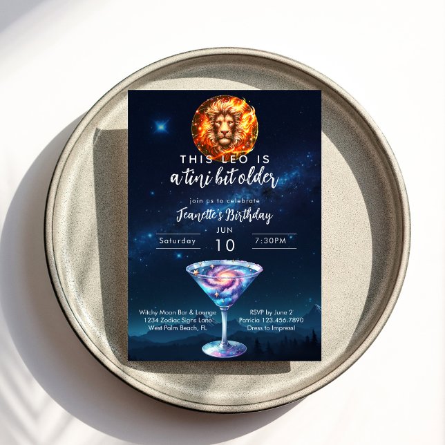 Invitation Un peu plus vieux Martini d'anniversaire du zodiaq (Créateur téléchargé)