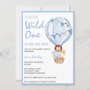Invitation Un Peu Sauvage Sur Le Chemin Du Baby shower Bleu