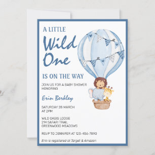 Invitation Un Peu Sauvage Sur Le Chemin Du Baby shower Bleu