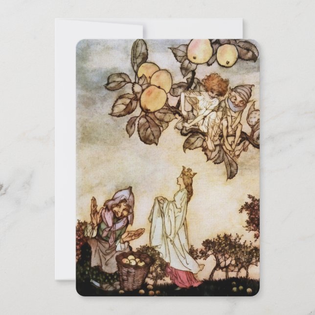 Invitation « Un plat de pommes » Aquarelle d'Arthur Rackham (Devant)