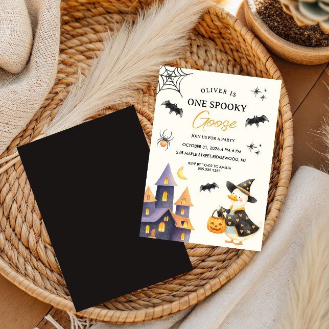 Invitation Un premier anniversaire de Goose automne Halloween (Créateur téléchargé)