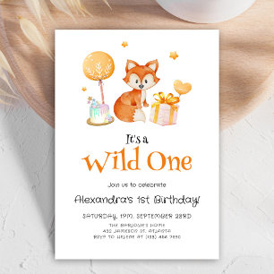 Invitation Un premier anniversaire de la mignonne Fox Wild