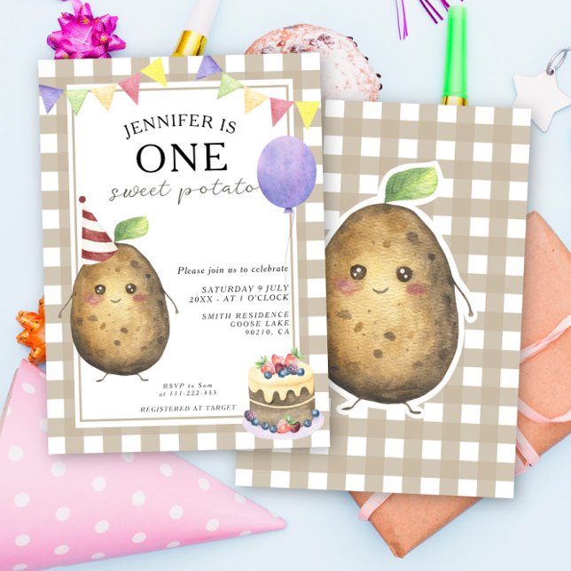 Invitation Un premier anniversaire de patate douce genre neut (Créateur téléchargé)