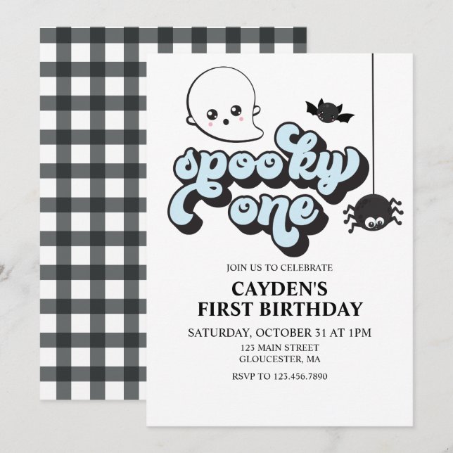 Invitation Un Premier Anniversaire Halloween Effrayant (Devant / Derrière)