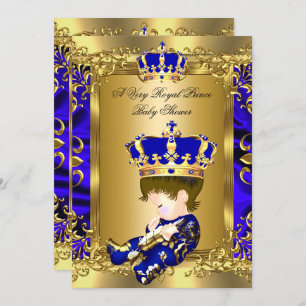 Invitation Un Prince très Royal Baby shower Brunette Baby