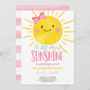 Invitation Un Rayon De Sunshine Petite Fille Baby shower Rose