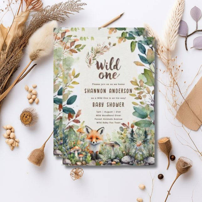 Invitation Un renard sauvage Bébé Bois Animaux Rustiques (Créateur téléchargé)