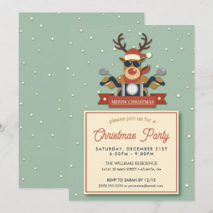 Invitation Un renne portant des lunettes de soleil à moto