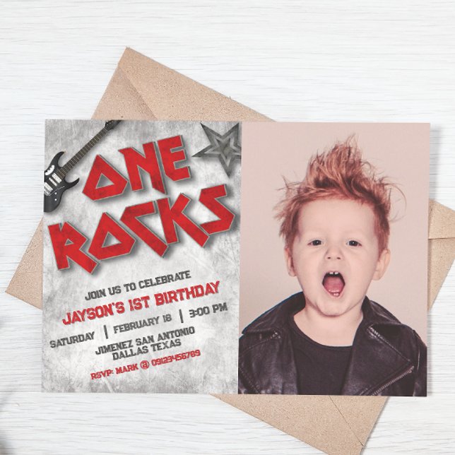 Invitation Un rocher avec paysage photo (Créateur téléchargé)