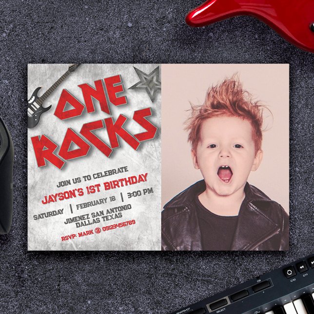 Invitation Un Rocks avec Paysage Photo (One Rocks with Photo Landscape Invitation)