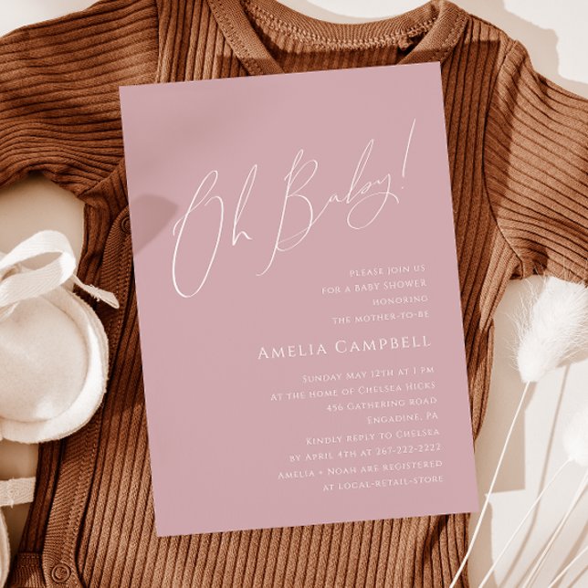 Invitation Un Rose Dusty ! Baby shower (Créateur téléchargé)