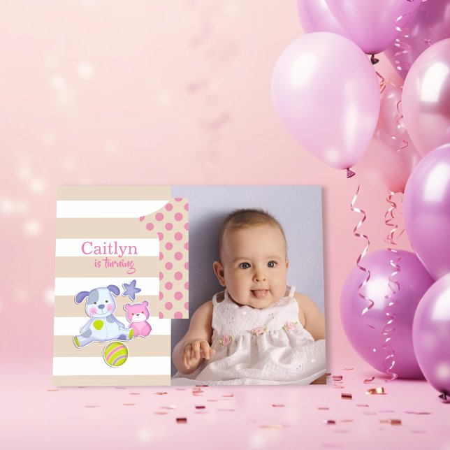 Invitation Un rose mignon photo Anniversaire (Créateur téléchargé)