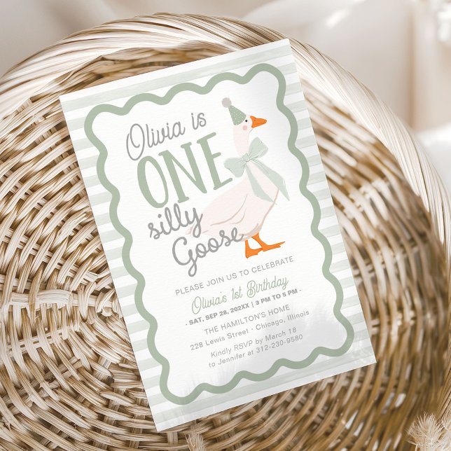 Invitation Un Ruban Vert de l'Oie Folle pour le Premier Anniv (Créateur téléchargé)