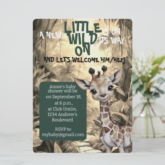 Invitation Un safari sauvage : Baby shower unique (Debout devant)