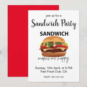 Invitation Un sandwich me rend heureux, fête